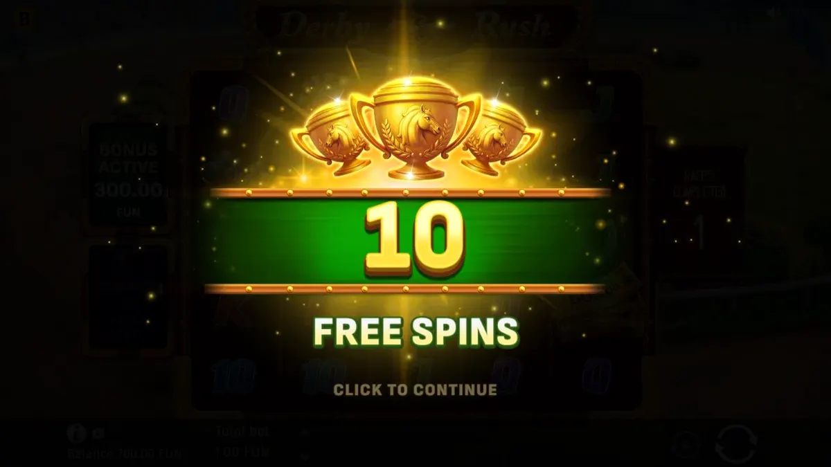 Tampilan visual slot Derby Rush dengan tema pacuan kuda yang mewah