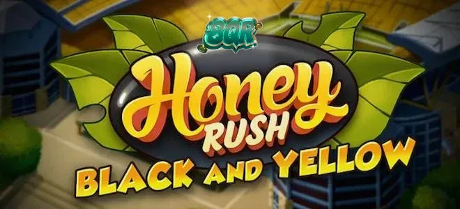 Tampilan visual slot Honey Rush Black and Yellow dengan desain grid heksagonal yang modern